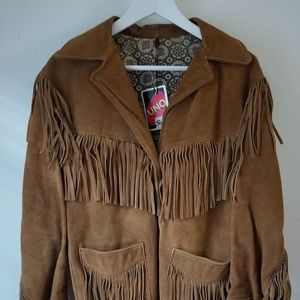 Vintage Tan Leather Suede Coat